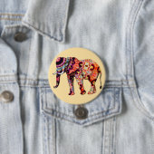 Olifant Dier Traditionele Chinese Patronen Ronde Button 7,6 Cm (In situ)
