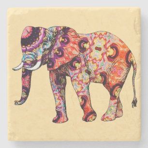 Olifant Dier Traditionele Chinese Patronen Stenen Onderzetter