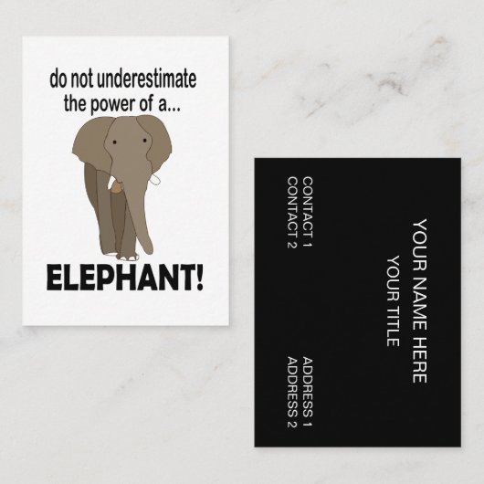 Olifant Dier Wilde Dieren Olifant Visitekaartje (Voorkant / Achterkant)