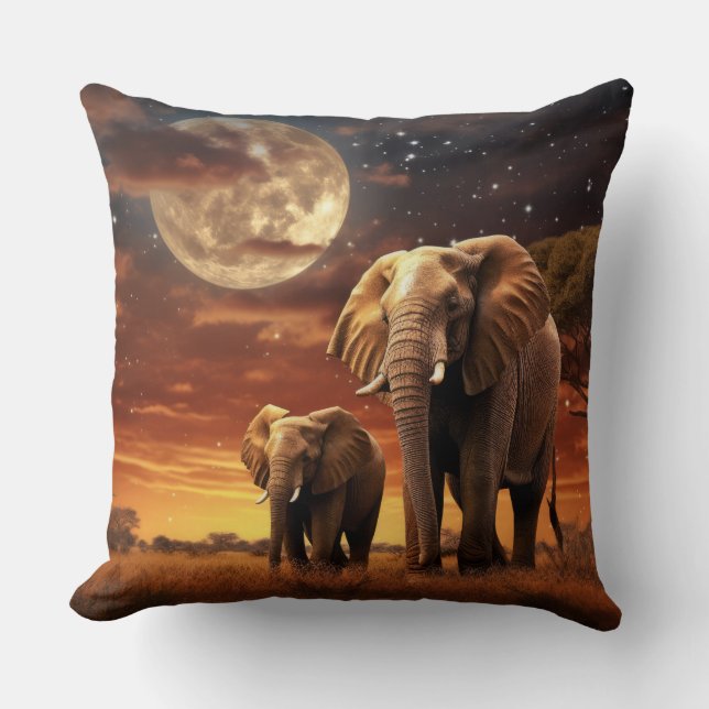 Olifant Dier Wilderness Kleurrijke Kunst Kussen (Voorkant)