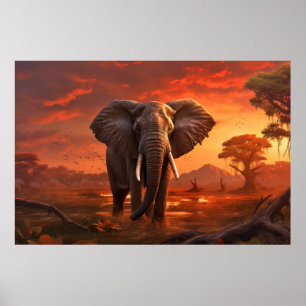 Olifant Dier Wilderness Kleurrijke Kunst Poster