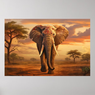 Olifant Dier Wilderness Kleurrijke Kunst Poster