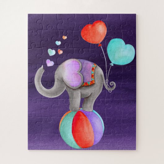 Olifant dierencircus waterverf puzzel (Verticaal)