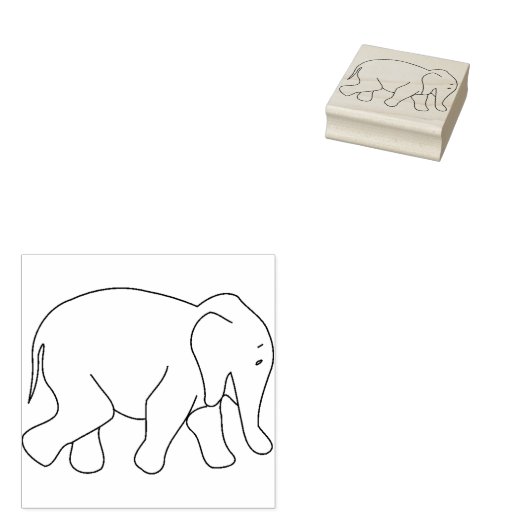 Olifant Dierencontouren Rubberstempel (Gestempeld)