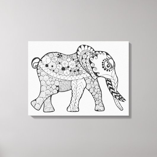 Olifant Doodle 6 Canvas Afdruk (Voorkant)