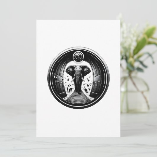 Olifant door de Peephole Doorway | Fisheye Kaart (Staand voorkant)