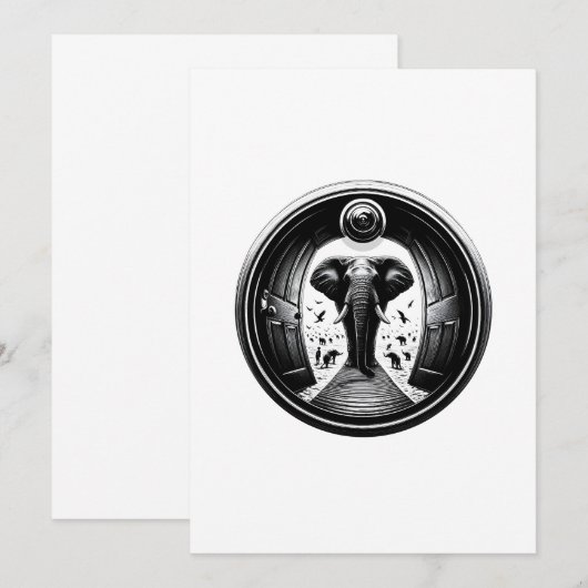 Olifant door de Peephole Doorway | Fisheye Kaart (Voorkant / Achterkant)