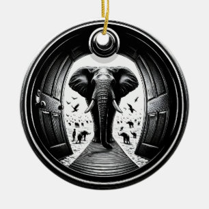 Olifant door de Peephole Doorway Fisheye Keramisch Ornament
