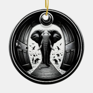 Olifant door de Peephole Doorway | Fisheye Keramisch Ornament