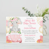 Olifant Drive By Baby Shower Uitnodiging (Staand voorkant)