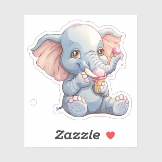 Olifant Eating Ice Cream Sticker (Vel)