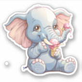 Olifant Eating Ice Cream Sticker (Voorkant)