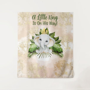 Olifant Een Klein Koninkje Is Op Weg Baby Shower Wandkleed