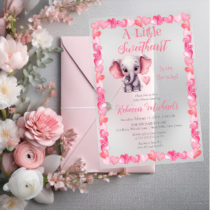 Olifant Een Klein Schatje Meisje Baby Shower Acryl Uitnodigingen
