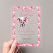 Olifant Een Kleine Liefje Meisje Baby shower Acryl Uitnodigingen (Insitu (Draagbaar))