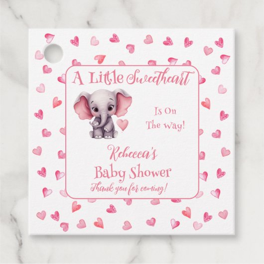 Olifant Een Kleine Liefje Meisje Baby shower Bedankjes Labels (Voorkant)