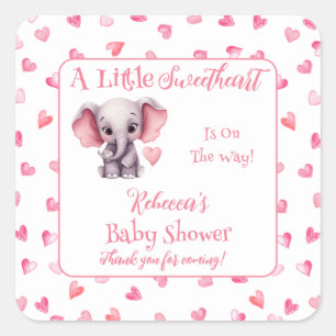 Olifant Een Kleine Liefje Meisje Baby shower Vierkante Sticker
