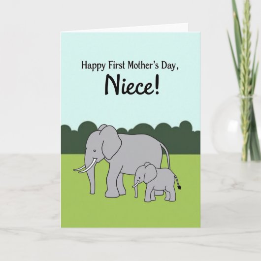Olifant Eerste Moederdag Niece Kaart (Voorkant)