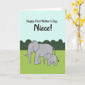 Olifant Eerste Moederdag Niece Kaart (Gele Bloem)