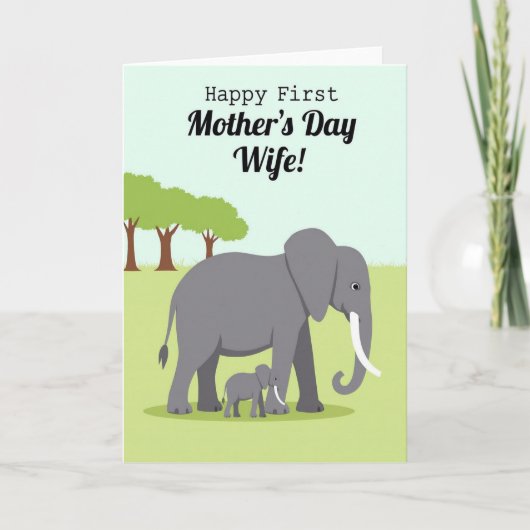 Olifant Eerste Moederdag Vrouw Kaart (Voorkant)