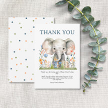Olifant Eerste Verjaardag Dankjewelkaart | Safari