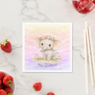 Olifant Eerste Verjaardag Regenboog Roze Pastel Jo Servet