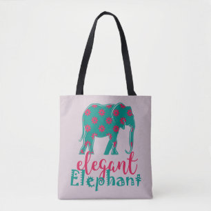 Olifant Elegante Bloemrijke Grappige Damesachtige  Tote Bag