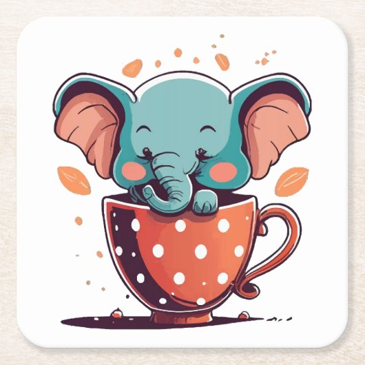 Olifant Elegantie Kartonnen Onderzetters (Voorkant)