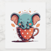 Olifant Elegantie Wijn Etiket (Enkel label)
