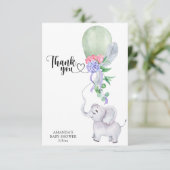Olifant en ballon Dank je Bedankkaart (Staand voorkant)