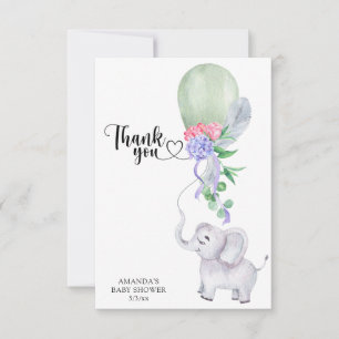 Olifant en ballon Dank u Bedankkaart