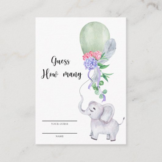 Olifant en ballon Raad hoeveel Informatiekaartje (Voorkant)