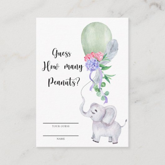 Olifant en ballon Raad hoeveel pinda's Informatiekaartje (Voorkant)