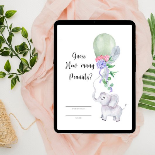 Olifant en ballon Raad hoeveel pinda's Informatiekaartje