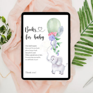 Olifant en ballonboeken voor baby ticket informatiekaartje