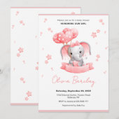 Olifant en ballonnen Baby shower Kaart (Voorkant / Achterkant)