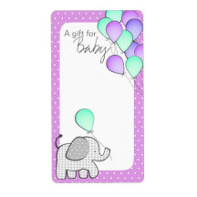 Olifant en ballonnen Magenta Polka Dot Boek Labels