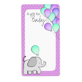 Olifant en ballonnen Magenta Polka Dot Boek Labels