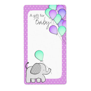 Olifant en ballonnen Magenta Polka Dot Boek Labels