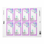 Olifant en ballonnen Magenta Polka Dot Boek Labels (Full Sheet)