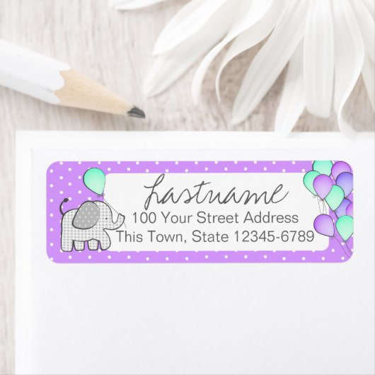 Olifant en ballonnen Polka Dot Adres Etiket (Insitu)