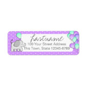 Olifant en ballonnen Polka Dot Adres Etiket (Voorkant)