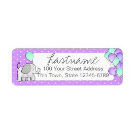 Olifant en ballonnen Polka Dot Adres Etiket