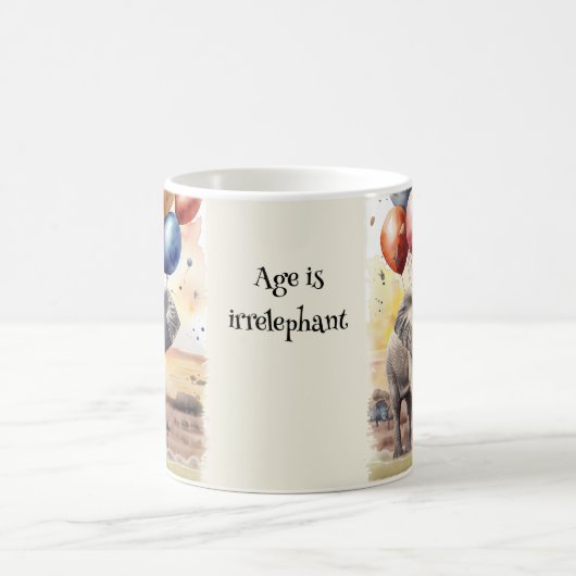 Olifant en ballonnen spelen op woorden grappige ve koffiemok (Center)