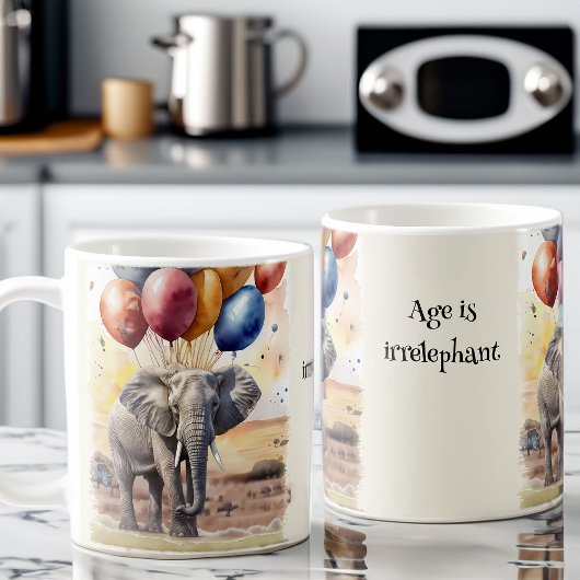 Olifant en ballonnen spelen op woorden grappige ve koffiemok