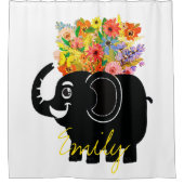 Olifant en bloemen douchegordijn (Voorkant)