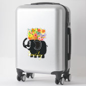 Olifant en bloemen gepersonaliseerd sticker (Koffer)