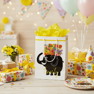 Olifant en bloemen   medium cadeauzakje