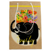 Olifant en bloemen   middelgrote cadeautas (Voorkant)