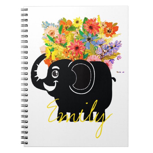 Olifant en bloemen notitieboek (Voorkant)